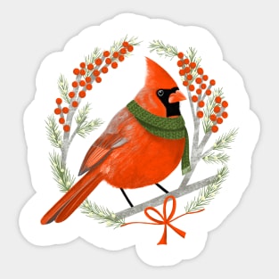 Red Cardinal Christmas Sticker